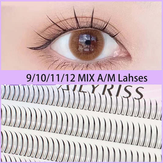Betoverende A/M Type A Valse Wimpers - 8-12mm Mix voor een Natuurlijke Feeëachtige Uiterlijk! Individuele Cluster Wimpers voor Een Verbluffende Koreaanse Make-up.