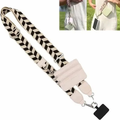 Stijlvolle Verstelbare Telefoon Lanyard met Rits Portemonnee – Modieuze Anti-Verlies Schouderband voor Vrouwen!