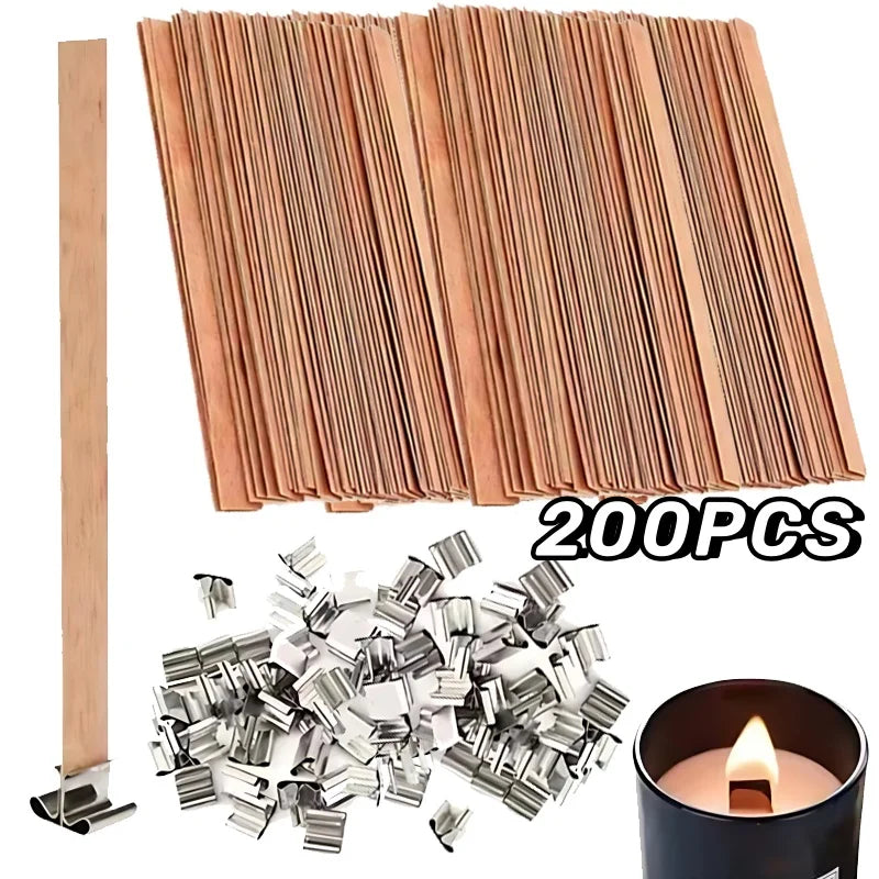 Wood Candle Wick with Clip for DIY Candles Soy Wax Supplies