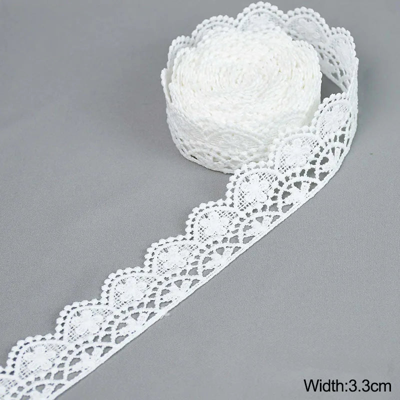 White Lace Trim Milk Silk Water Soluble Embroidery Ribbon Sewing Trim for Clothing DIY Crafts 1–4cm 5 Yards