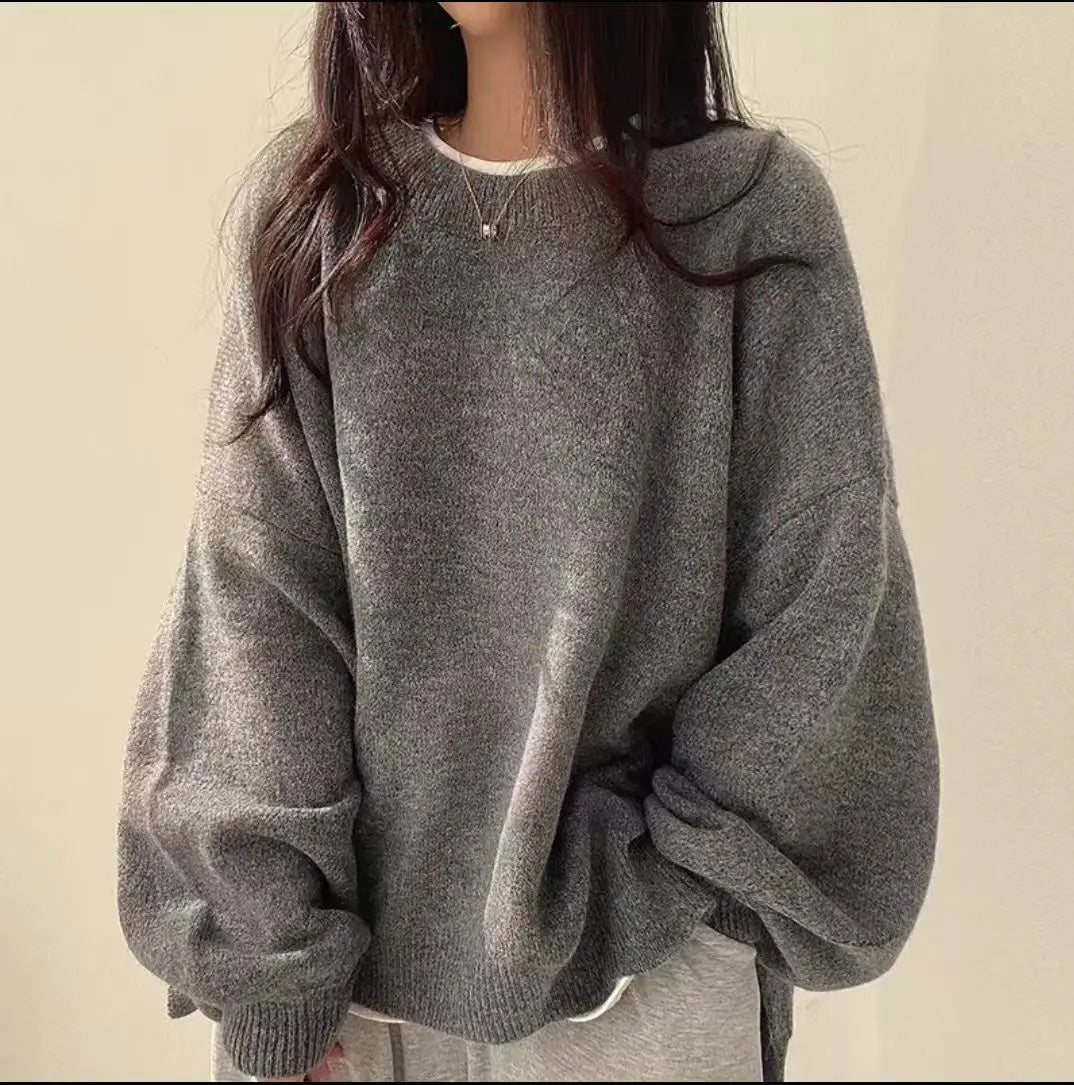 Chic Oversized Gebreide Trui voor Vrouwen - Gezellige Casual Winterkleding in Effen Kleuren