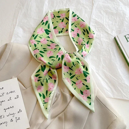 Trendy Floeiende Satijnen Zijde Haar Riem Sjaal voor Vrouwen – Stijlvolle Nekstrik, Tas Sjaal en Skinny Haarband – 2024 Collectie