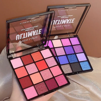 Levende 16-kleur Oogschaduw Palette - Matte, Glitter en Parelachtige Poeders voor Moeiteloos Sprankelende Ooglooks!