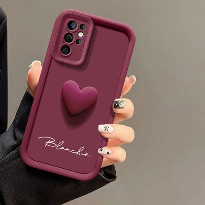 Luxe 3D Hart Case met Gepersonaliseerde Naam voor Samsung Galaxy S25, S24, S23, S22, S21, S20 Ultra Plus – Een Unieke Hoes voor Jouw S23 en S21 FE
