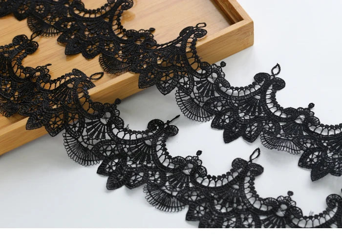 8.1cm Floral Embroidered Lace Trim Polyester Sewing Lace for Clothing Decor DIY Crafts
