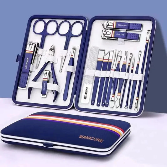 Ultieme 9-19-delige roestvrijstalen nagelknipper set met stijlvolle opvouwbare tas - Complete manicuresets, scharen en beautytools voor een vlekkeloze verzorging
