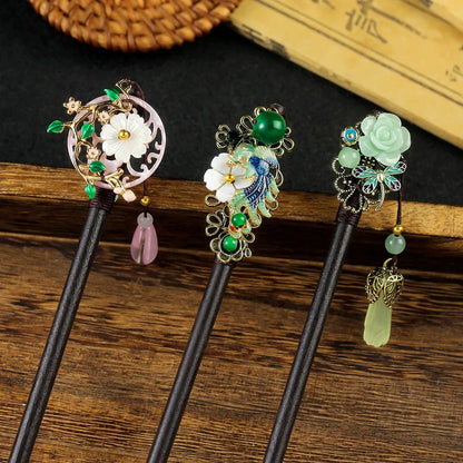 Elegante Handgemaakte Vintage Chinese Haarkammen - Luxe Bloemige Haarspelden voor Huwen en Speciale Evenementen