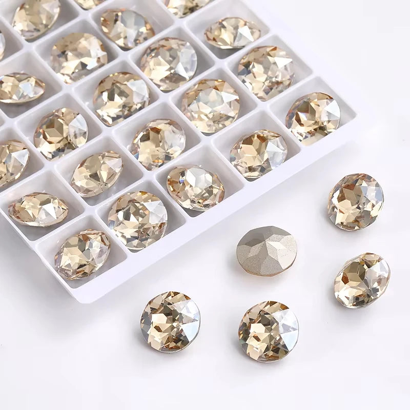 20 Pieces of Round K9 Glass Rhinestones Pointback Crystal 32 Facet Loose Stones for Jewelry Making Nail Art Garment Decor