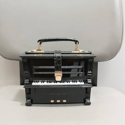 Luxe Handgemaakte Piano-Vormige Schoudertas voor Dames - Chic Ontwerpershandtas en Messenger Bag voor Speciale Gelegenheden