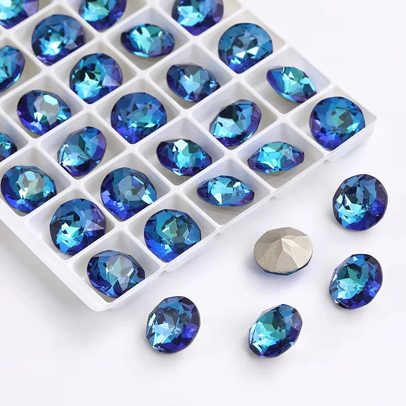 20 Pieces of Round K9 Glass Rhinestones Pointback Crystal 32 Facet Loose Stones for Jewelry Making Nail Art Garment Decor