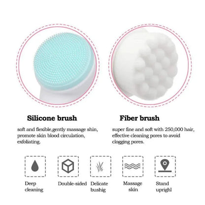Revolutionaire 3D Dubbelzijdige Silicone Gezichtsreinigingsborstel met Zachte Haren - Handmatige Massage Exfoliator voor een Stralende Huid!