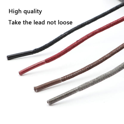 1Pair Round Waxed Shoelaces for Shoes Soild Cotton Boot Laces Leather Shoelace Waterproof Strings Sports Running Rope Shoe Lace