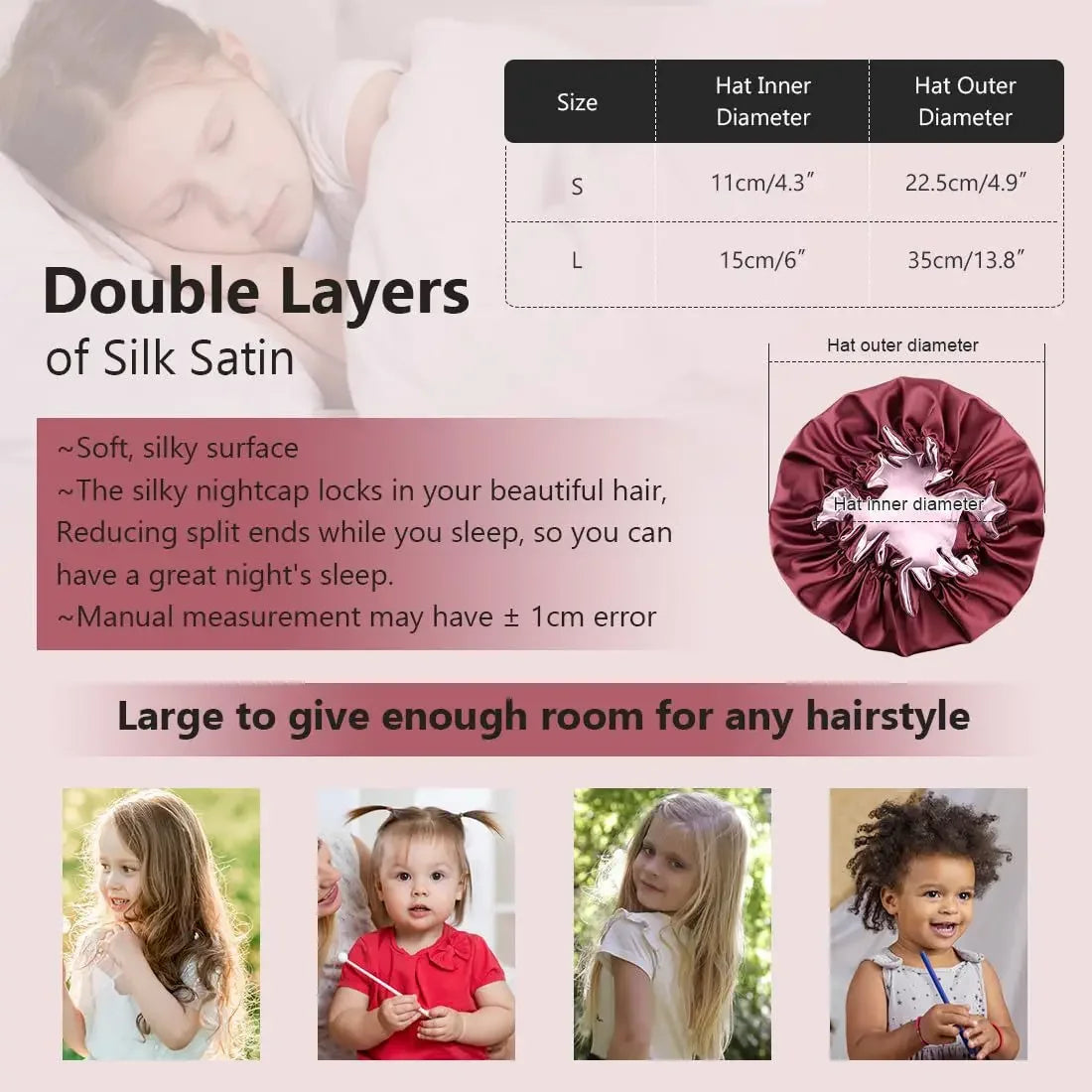 Double Layer Silk Satin Bonnet Lady Night Sleep Hats Fashion Shower Cap Head Cover for Women