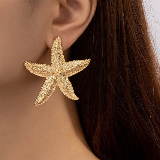 Boho Chic Overmaat Metaal Sterrenzeester Stud Oorpía's - Trendy Gouden Zomer Sieraden voor Vrouwen 2024