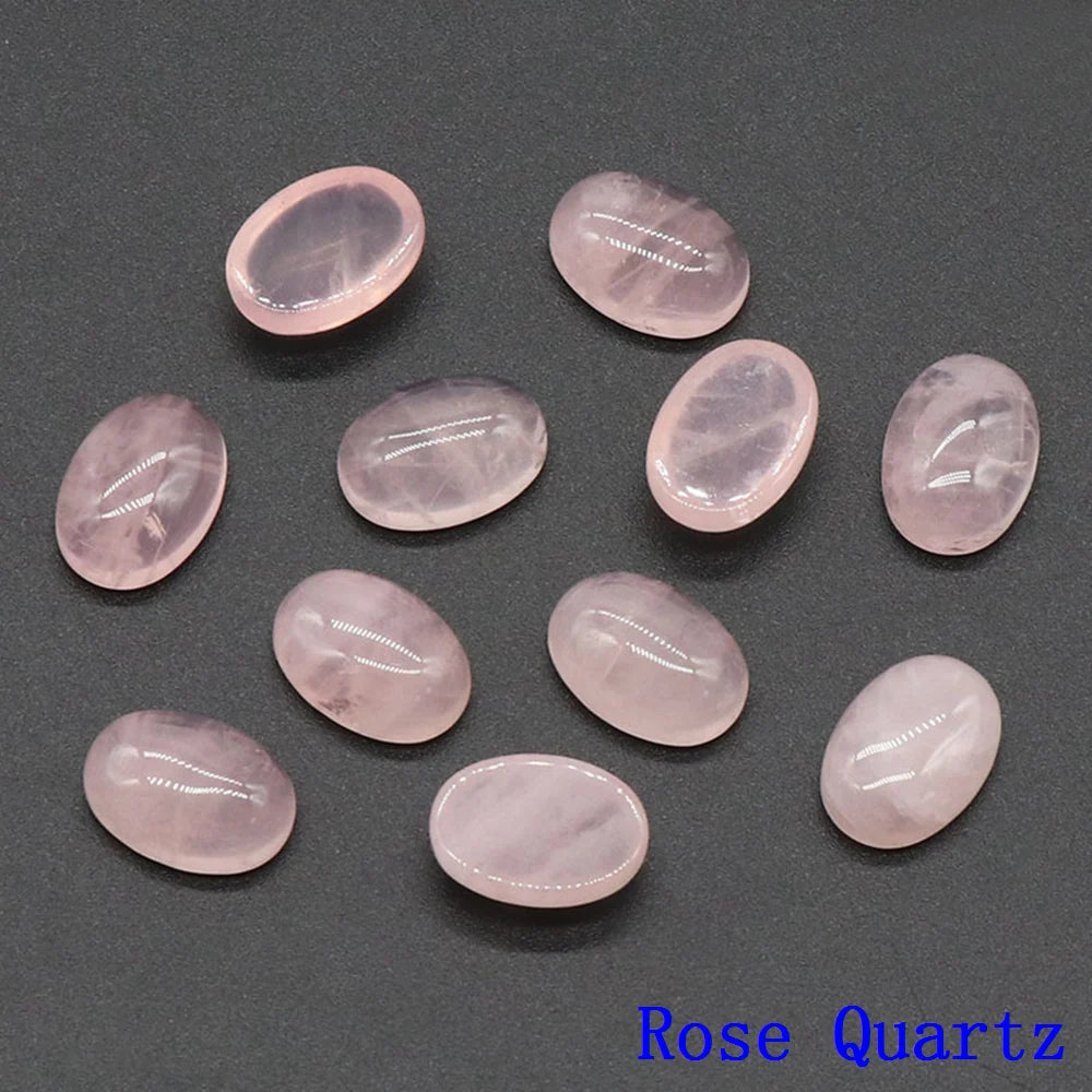 20pcs Natural Stone Oval Cabochons Flat Back Gemstones for Jewelry Making DIY Ring Pendant Earring Craft Supplies