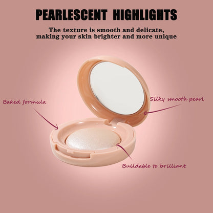 Stralende Glow Highlighter Palette, Luminous Pearl Shimmer Finish, Zijdeachtige Gebakken Poeder voor een Natuurlijke Glans