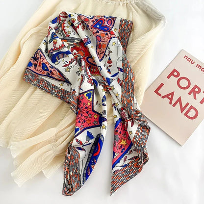 Elegante 90x90cm Twill Zijde-gevoel Vierkante Sjaal voor Dames - Luxe Haar Boomprint Hoofddoek, Sjaal en Nek Sjaal, Perfect voor Hijab of Bandana-stijl!