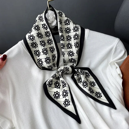 Trendy Floeiende Satijnen Zijde Haar Riem Sjaal voor Vrouwen – Stijlvolle Nekstrik, Tas Sjaal en Skinny Haarband – 2024 Collectie