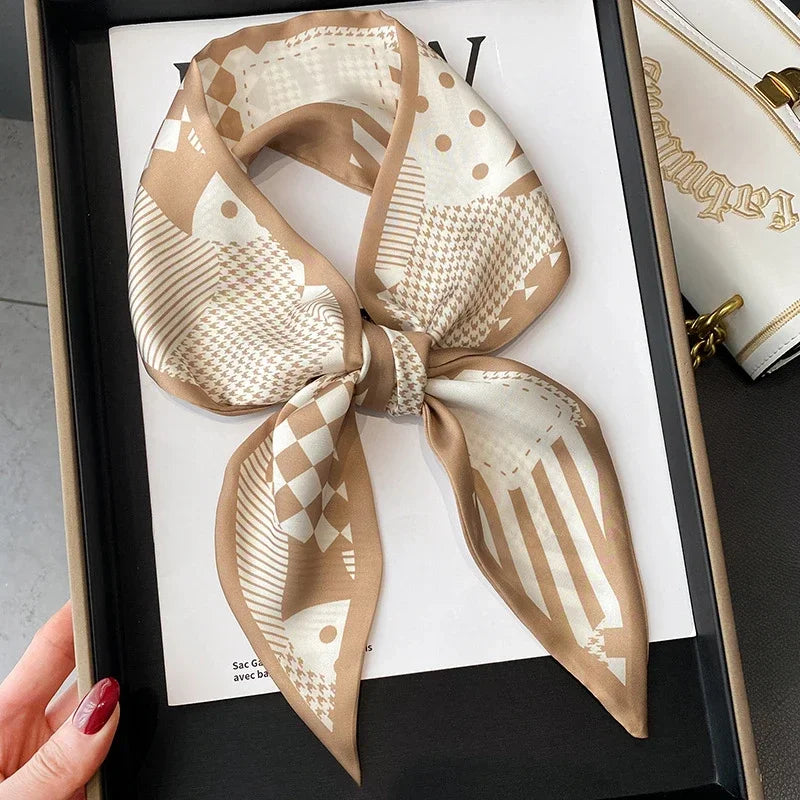 Trendy Floeiende Satijnen Zijde Haar Riem Sjaal voor Vrouwen – Stijlvolle Nekstrik, Tas Sjaal en Skinny Haarband – 2024 Collectie