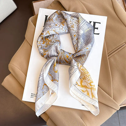 2024 Elegante Zijden Kattenprint Sjaal - Stijlvolle Hoofddoek & Sjaaltje voor Vrouwen - Luxueuze Satijnen Vierkante Sjaal & Multifuntionele Hijab Bandana