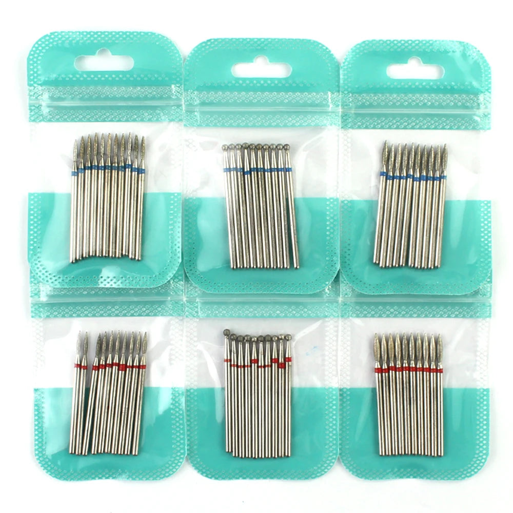 Ultimate 10-delige Diamanten Vijl Bit Set voor Perfecte Manicure & Pedicure met Elektrische Machine - Inclusief Borstel en Freesgereedschap