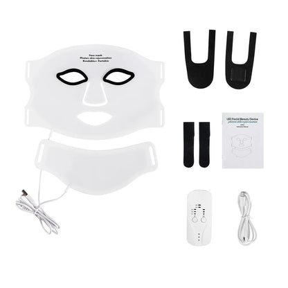 Revolutionaire Silicone LED Gezichts- en Halsmasker - 7 Kleur LED Foton Therapie met Infraroodlicht voor Huidherstel - Draadloos en Flexibel Ontwerp!