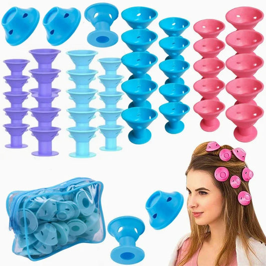 Zachte Siliconen Haarrollers - Hittevrije DIY Rollen in 10/20 Verpakking voor Moeiteloos, Schadevrij Stylen!