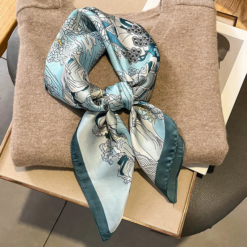 Chique 2023 Zijden Nek Sjaal met Elegante Paardenprint voor Vrouwen - Veelzijdige Vierkante Haarwraps, Foulards en Bandana Opties