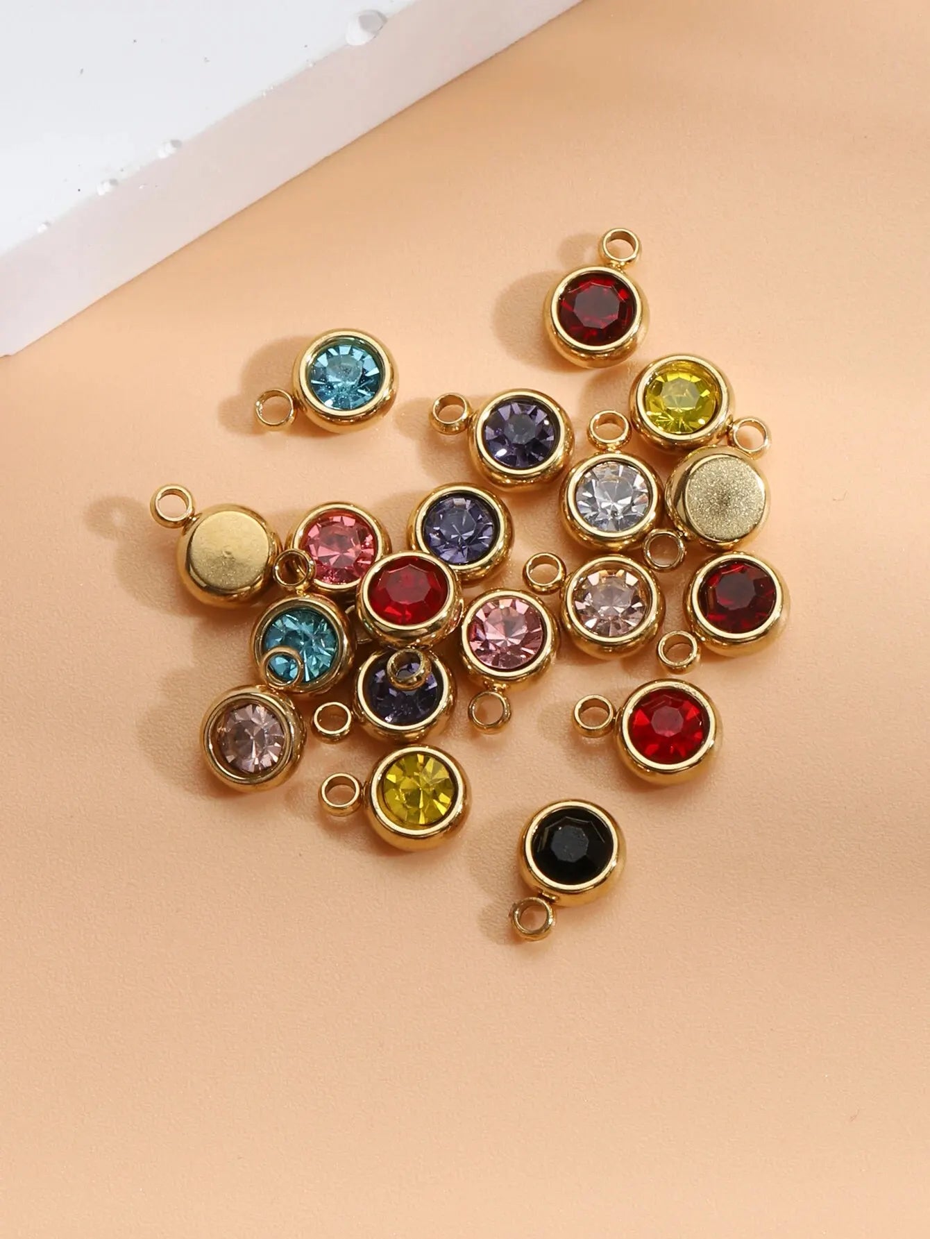 20pcs Stainless Steel Crystal Charms 6mm Pendants