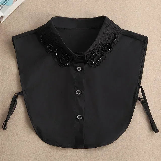 Chic 2024 Voorzijde Strik Witte Afneembare Kant Kraag voor Dames – Vintage Stijl Blouse Accessoire voor een Modebewuste Uiterlijk