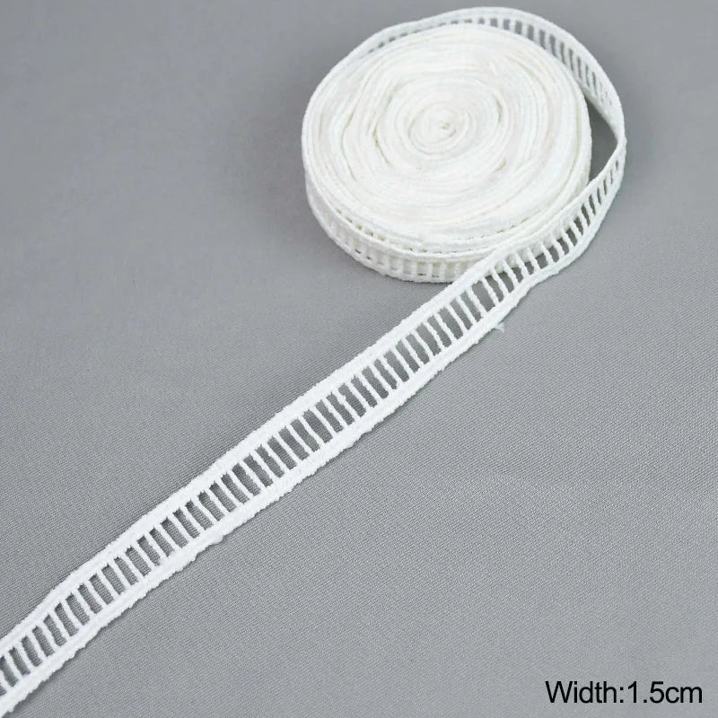 White Lace Trim Milk Silk Water Soluble Embroidery Ribbon Sewing Trim for Clothing DIY Crafts 1–4cm 5 Yards