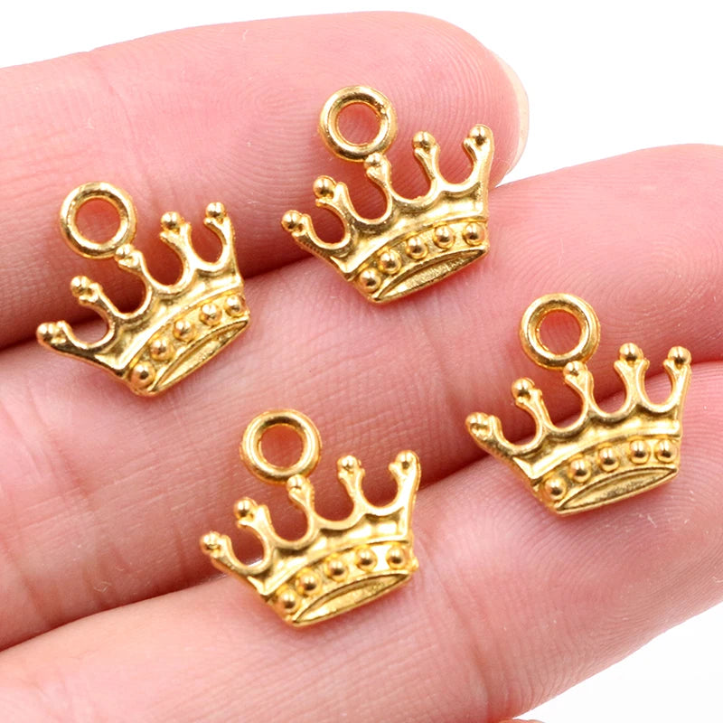 20pcs Crown Charms Antique Silver Gold Bronze Pendants