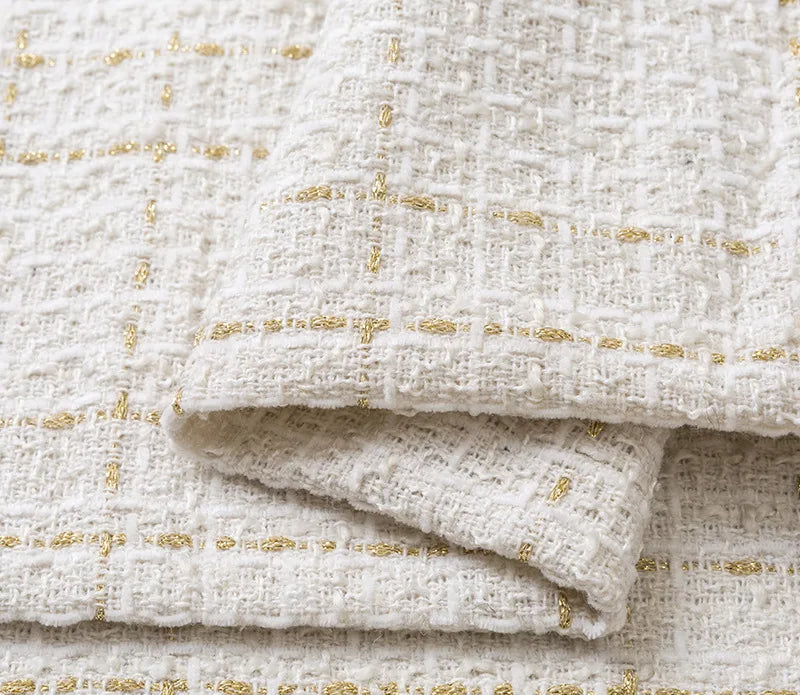 Wool Tweed Fabric Plaid Woven Tweed for Coat Dress Sewing Autumn Winter DIY Clothing Fabric