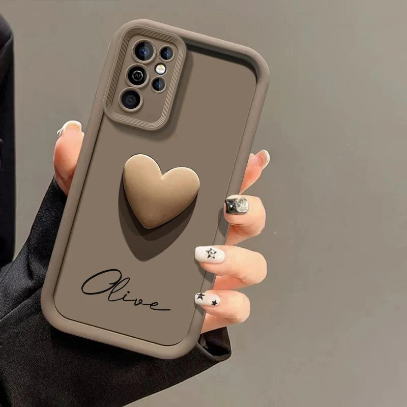 Luxe 3D Hart Case met Gepersonaliseerde Naam voor Samsung Galaxy S25, S24, S23, S22, S21, S20 Ultra Plus – Een Unieke Hoes voor Jouw S23 en S21 FE
