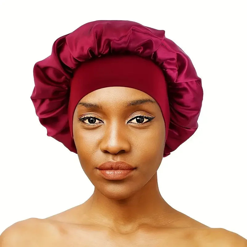 Satin Bonnet Silk Hair Bonnet Sleeping Sleep Bonnets Large Wide Soft Band for Curly Hair Braids Women's Night Cap for Hair Care
