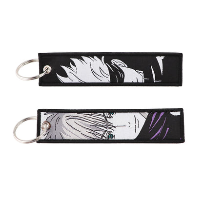 Stijlvolle Japanse Anime Geborduurde Sleutelhangers – Perfecte Sleuteltags voor Motorfietsen, Auto's en Rugzakken – Trendy Sleutelhanger Cadeaus voor Vrienden!
