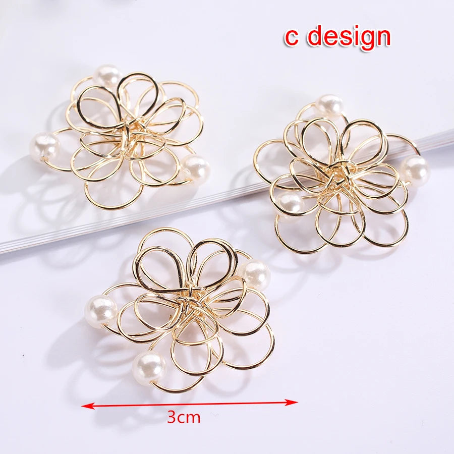 8pcs Gold Filigree Flower Connectors Metal Wrap Charms for Earrings Hair Jewelry Making