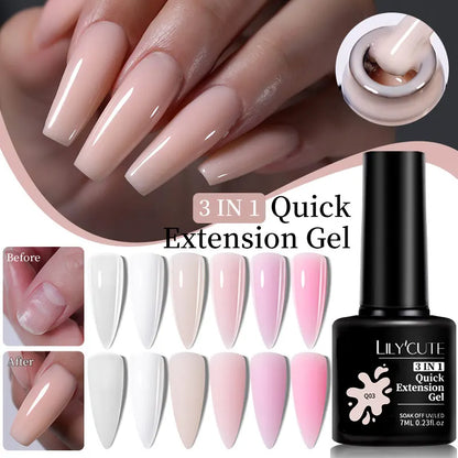 LILYCUTE 7ML Snelle-Extensions Nagelgel - Semi-permanente Acryl Kristalwit & Helder Nude Nagellak voor Prachtige UV Opbouw