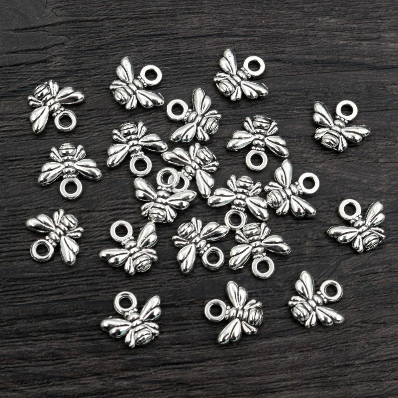 30pcs Bee Charms for Jewelry Making Antique Silver Gold Bronze