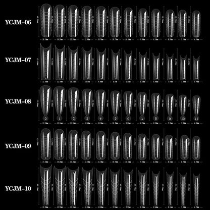 Deluxe 60-delige Sculpted Full Cover False Nail Tips voor Perfecte Verlengingen - Ideaal voor UV Gel Polish & Kunstzinnigheid