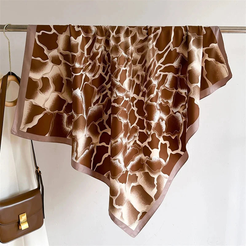 Elegante 90x90cm Twill Zijde-gevoel Vierkante Sjaal voor Dames - Luxe Haar Boomprint Hoofddoek, Sjaal en Nek Sjaal, Perfect voor Hijab of Bandana-stijl!