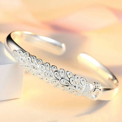 Exquise 925 Sterling Zilveren Elegante Pauw Opening Schermarmband - Perfect voor Damesmode, Feesten en Huwelijksceremonies! Het Ultieme Sieraden Cadeau!