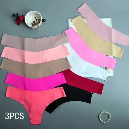 3-delige Naadloze IJden Zijde Lage Taille V-hals Slipjes voor Dames – Ademend, Sneldrogend Katoenen Kruideniers Ondergoed