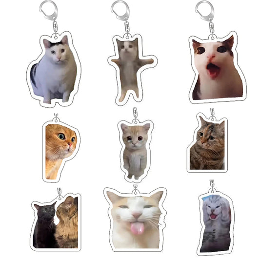 Schattige Grappige Kat Memes Sleutelhanger - Perfecte Studenten Gift, Stijlvolle Lanyard, Schattige Hanger voor Dameshandtassen, Betaalbaar Cadeau voor Je Beste Vrienden!