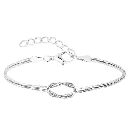 Chique A-Z Love Knot Armbanden voor Stellen - Elegante Gouden Slangenketting Bedelarmband in RVS - Perfect Cadeau voor Haar