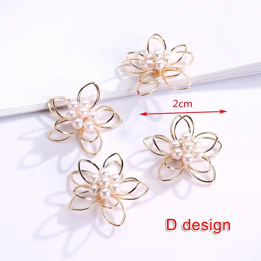8pcs Gold Filigree Flower Connectors Metal Wrap Charms for Earrings Hair Jewelry Making