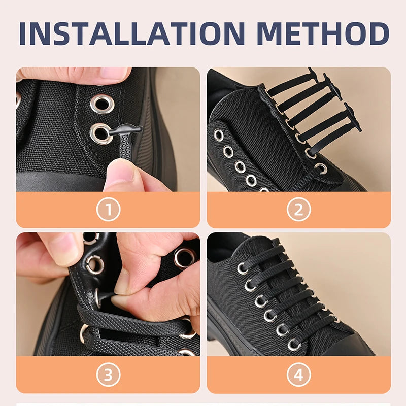 16-delige set van creatieve silicone veters zonder knopen – 12 levendige kleuren van elastische luie veters voor moeiteloze stijl!