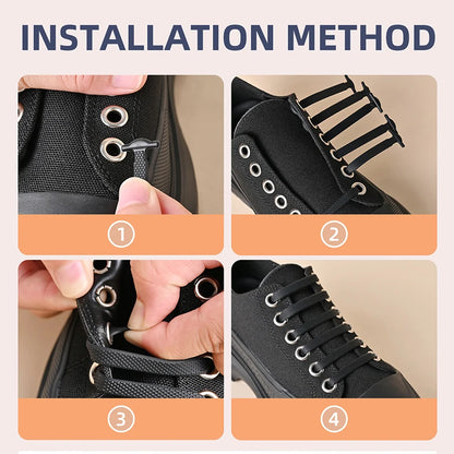 16-delige set van creatieve silicone veters zonder knopen – 12 levendige kleuren van elastische luie veters voor moeiteloze stijl!