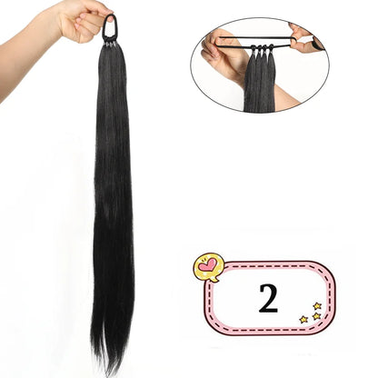 Verhoog je uitstraling met LUPU 28-inch Synthetische Paardenstaart Extensions - Veelkleurige Doe-Het-Zelf Vlechtstijlen voor Vrouwen en Meisjes in Zwart en Bruin