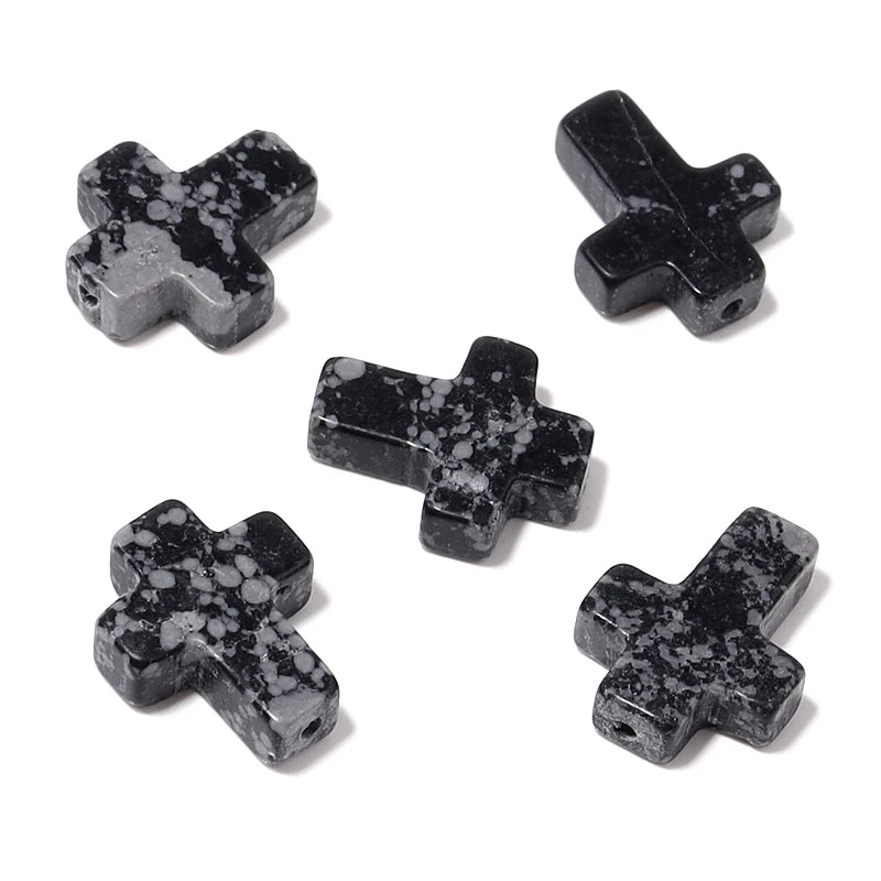 Stone Cross Beads 5pcs Natural Agate Turquoise Quartz Cross Shape Gemstone for DIY Bracelet Necklace Jewelry Making